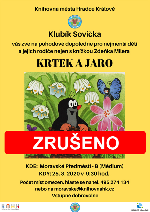 Klubík Sovička - Krtek a jaro - zrušeno
