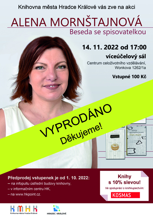 VYPRODÁNO – Alena Mornštajnová – Beseda se spisovatelkou