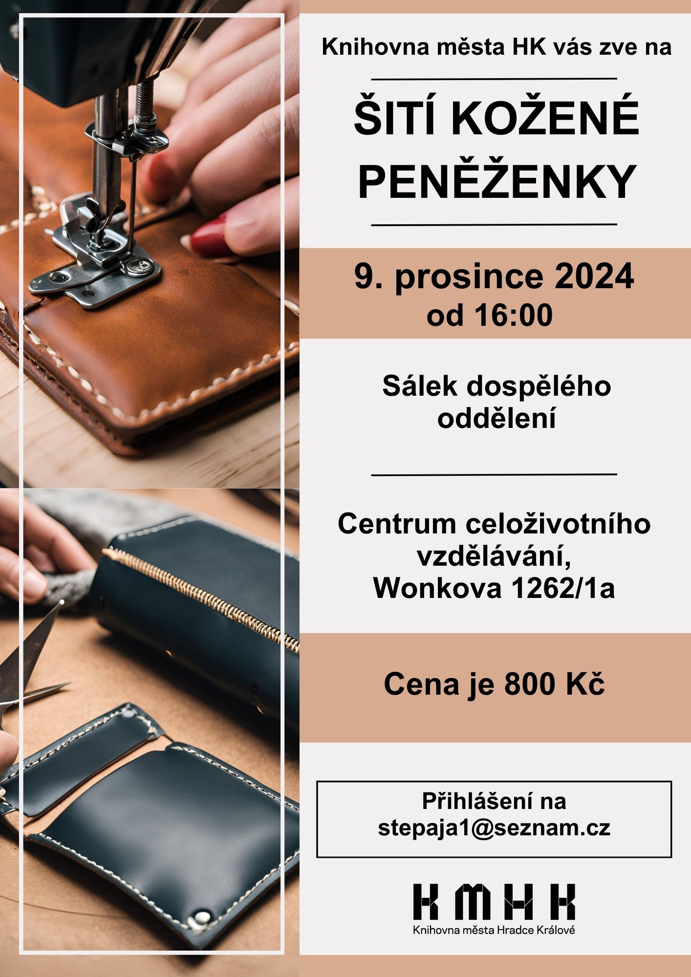Šití kožené peněženky