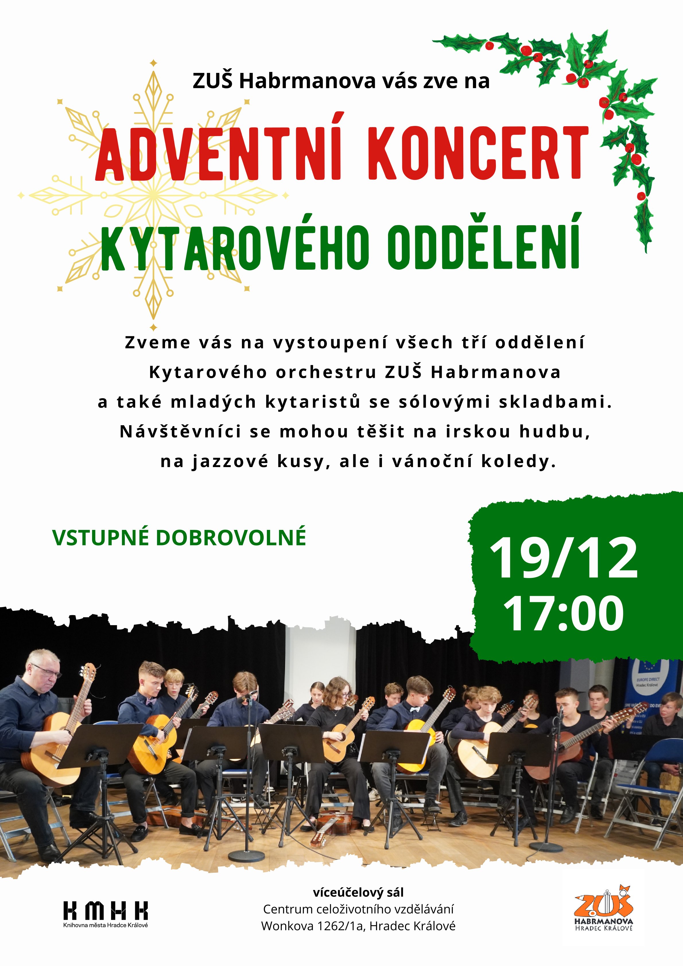Adventní koncert kytarového oddělení ZUŠ Habrmanova